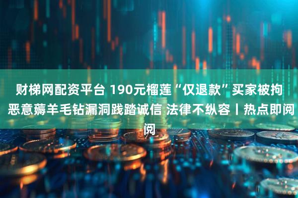 财梯网配资平台 190元榴莲“仅退款”买家被拘 恶意薅羊毛钻漏洞践踏诚信 法律不纵容丨热点即阅